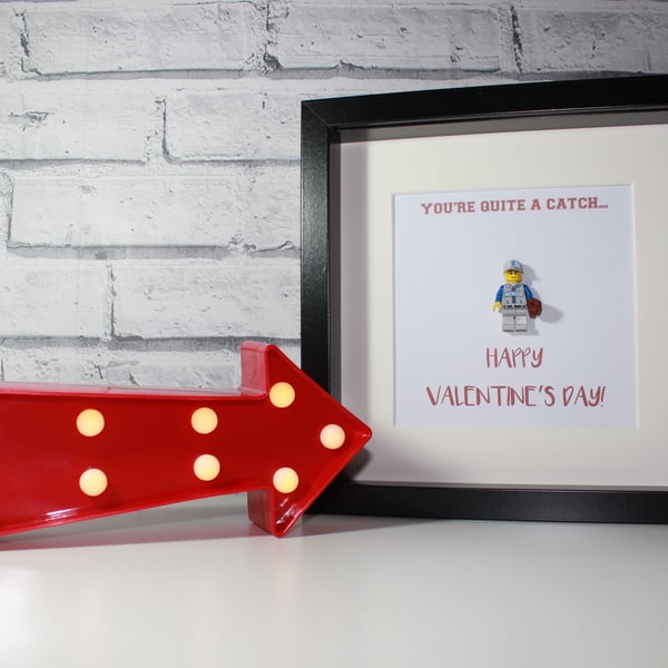 VALENTINE'S DAY - FRAMED LEGO BASEBALL MINIFIGURE - UNIQUE GIFT