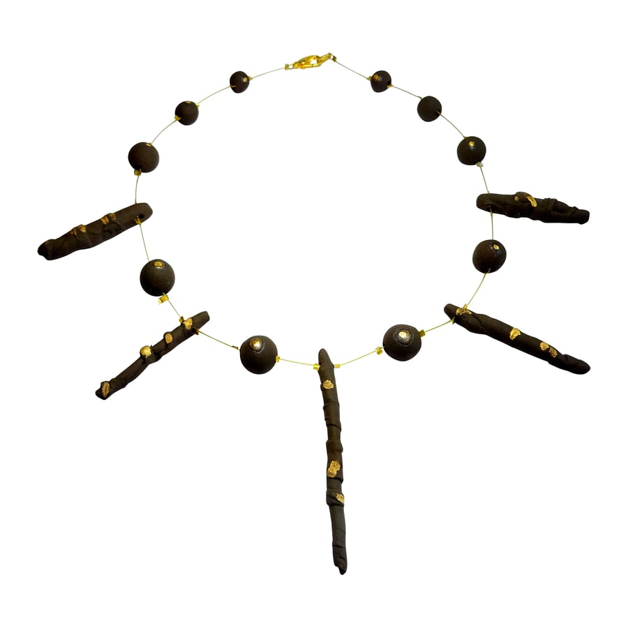 Necklace CHOOSE Spears or Coins Black & Gold Ceramic, Tribal Range, 3 UK post