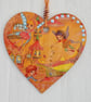 Decoupaged Wooden Hanging Heart 15cm (6”) Fairies design