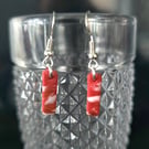 Polymer clay dangle terracotta marble effect earrings on silver plated earhooks
