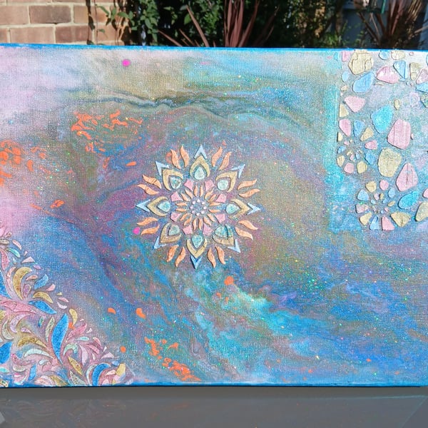 Sun & Sea Acrylic Paint Pour Canvas