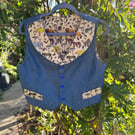 Soft Denim and Animal Print Waistcoat 