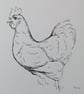 Chicken Sketchbook Page Ink Drawing