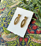 Gold Mirror Acrylic Open Marquise Cut Out Earrings - Image 6