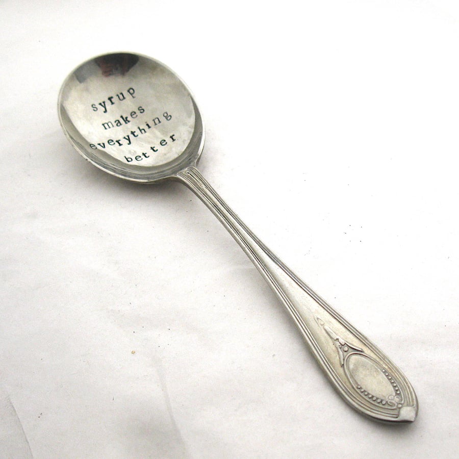 Syrup spoon, handstamped vintage dessertspoon