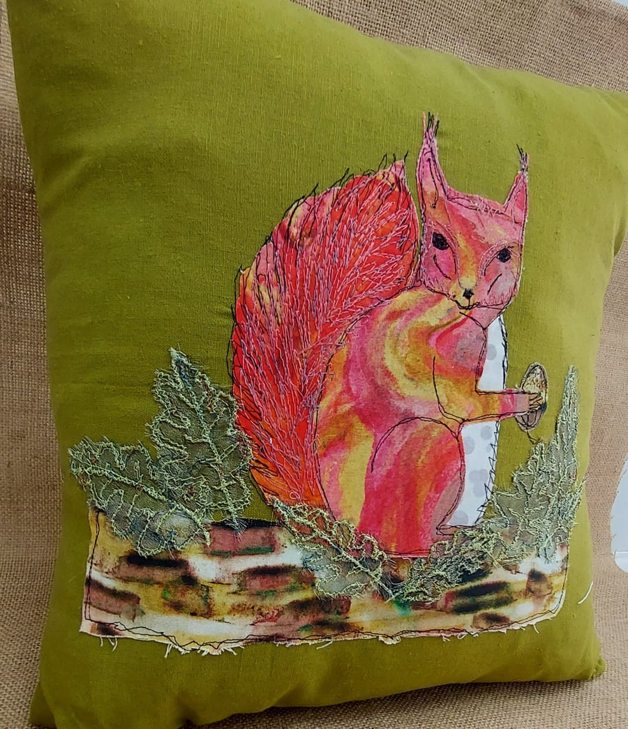 Cushion - red squirrel,  one of a kind