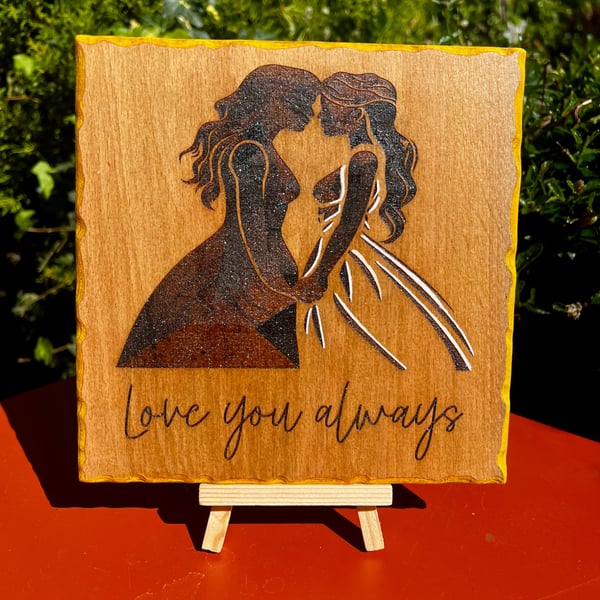 Same sex romantic wooden plaque 