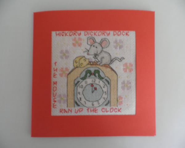 Nursery Rhyme Cross Stitch Card - Hickory Dickory Dock