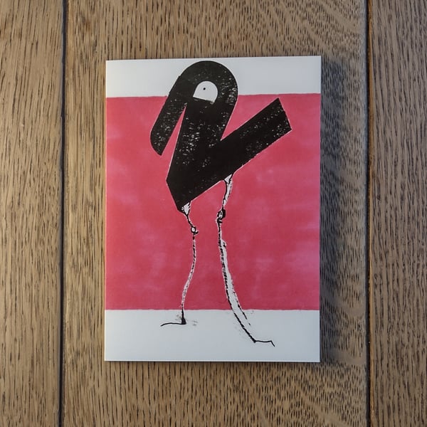 Flamingo. Image made using handmade stamps with pen & ink work