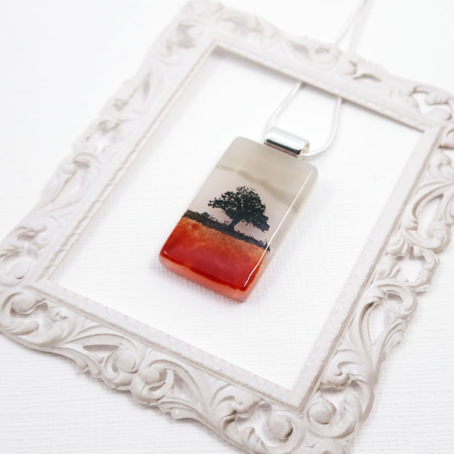 Handmade Glass Landscape Jewellery - Field of Poppies