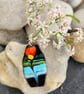 Multicolour enamel pendant with sterling silver chain - Image 3