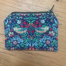 William Morris Strawberry Thief Design Quilted Fabric Mini Purse