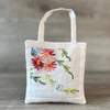 Vintage Floral Embroidered Linen Lavender Bag