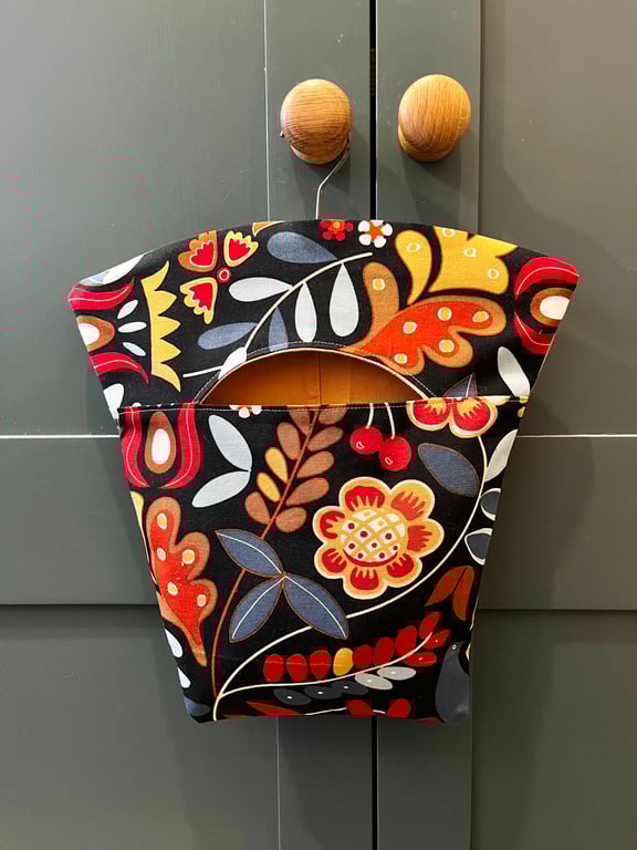 Peg Bag - black floral print 