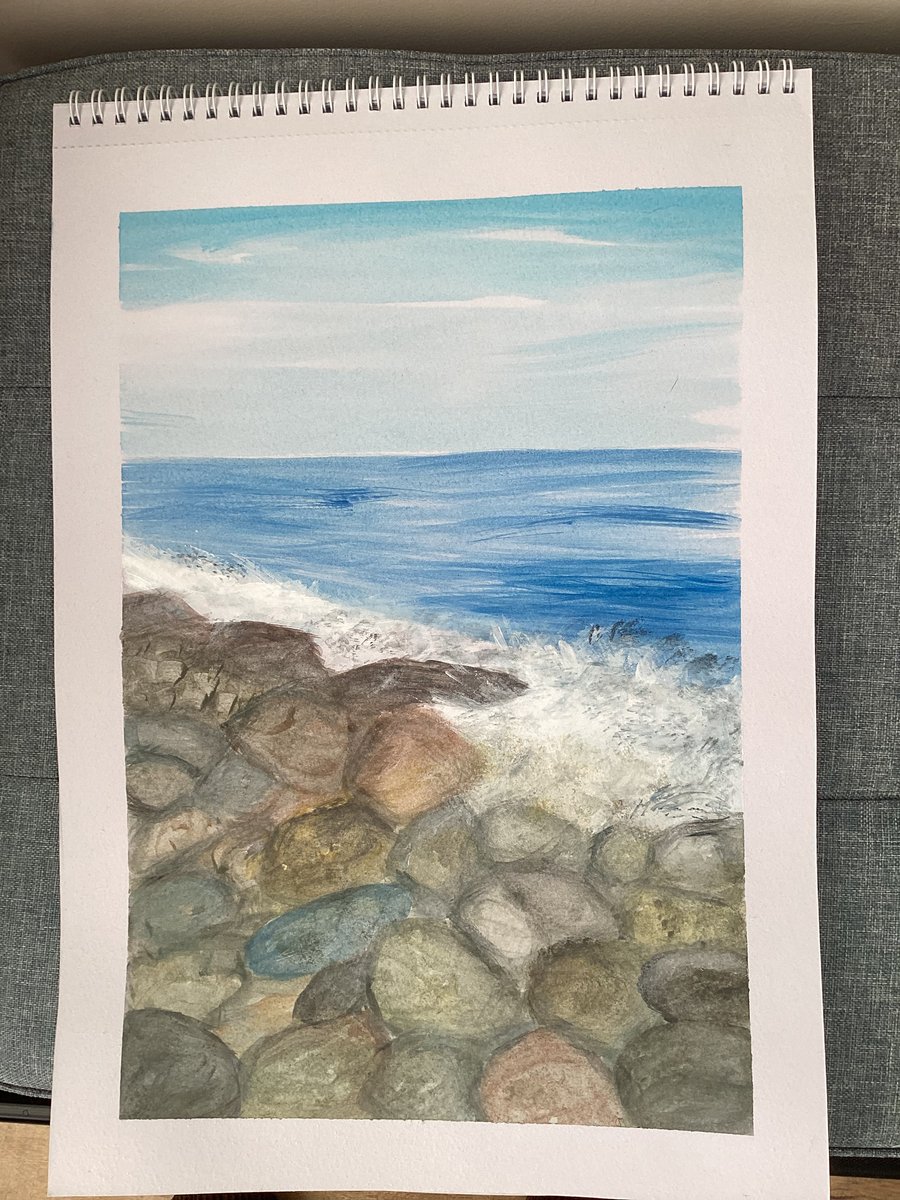  Crashing  sea and rocks  Watercolour painting 