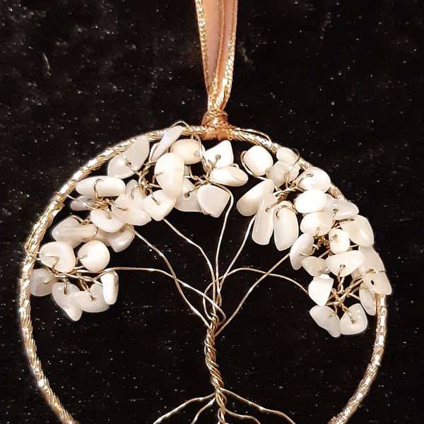 Indian Sunstone Crystal tree of life bangle hangers on a ribbon 