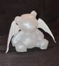 Bat-Bear - Resin Art Bear Figurine - Frosted White - Opal - Image 2