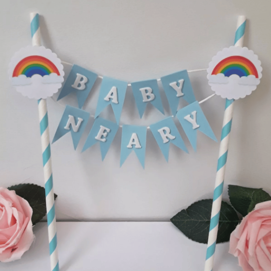 Personalised Bunting Cake Topper,Baby Shower cake topper,ANY AGE Birthday Topper