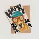 Labrador Birthday Card for Dog Lovers - Superstar golden labrador