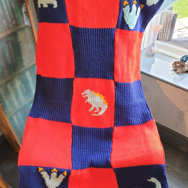 Unique Baby Blanket, Children's Handknitted Blanket with Dinosaur Design, OOAK