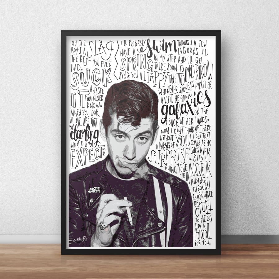 Alex Turner INSPIRED Poster, Print with Quotes, Lyrics