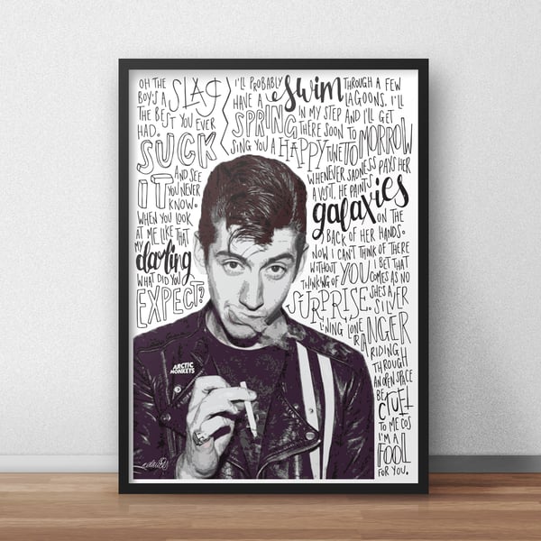 Alex Turner INSPIRED Poster, Print with Quotes, Lyrics
