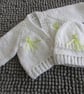 END OF LINE 12" Baby Girls Sparkle Cardigan and Hat Set (early Baby size)  - Image 1