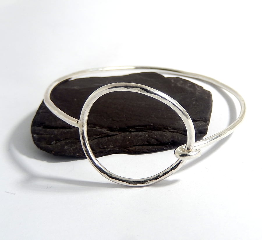 Recycled Sterling Silver Handmade Hammered Hoop Bangle