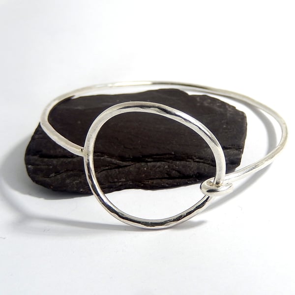 Recycled Sterling Silver Handmade Hammered Hoop Bangle