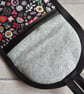 Pink, Grey, Duckegg Floral Print on Black Glasses Case, Phone Case Storage Pouch - Image 4