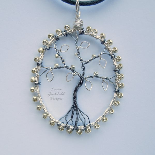 Silver on the Tree tree of life pendant necklace, unique wearable wire art