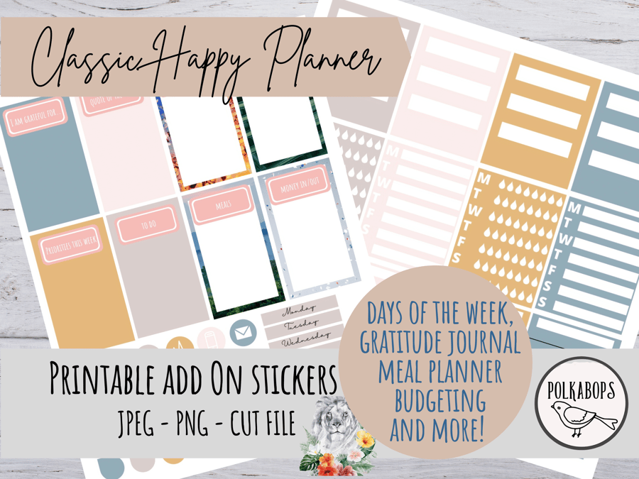 ADD ON Classic Happy Planner Vertical Planner Stickers Printable