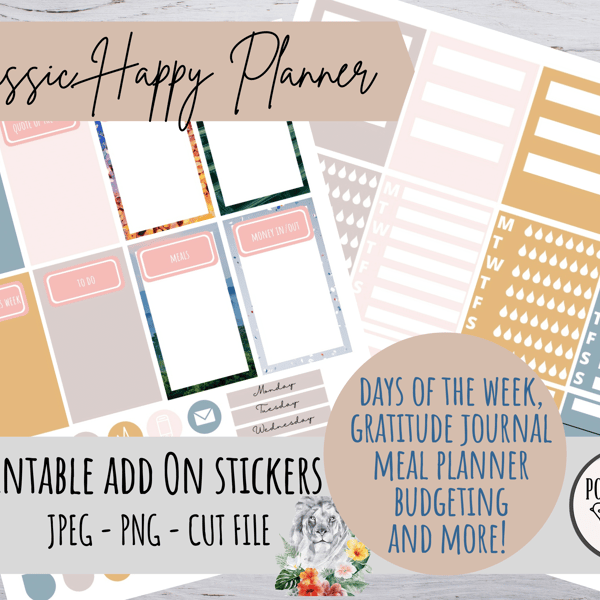 ADD ON Classic Happy Planner Vertical Planner Stickers Printable