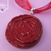 Red Rose Pendant Necklace with Jewel Enamel
