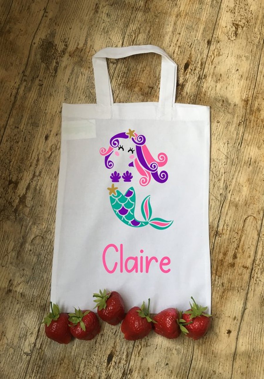 Mermaid personalised cotton party bag