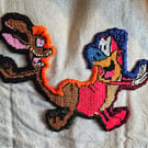 Ren & Stimpy Inspired Cross-Stitch Canvas Tote Bag – Handmade 90s Nostalgia Fan 