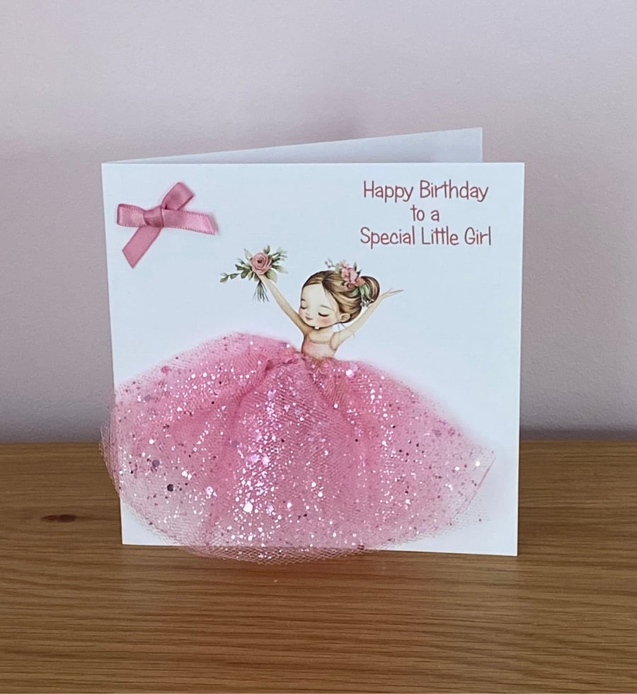 Handmade Little Girl Ballet Dancer wearing a Sparkly Tulle Tutu Skirt