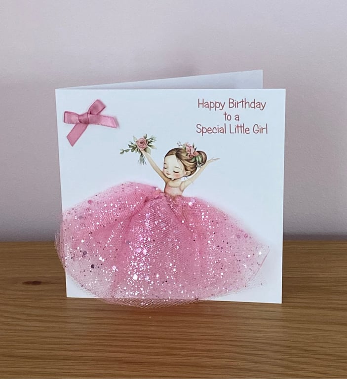 Handmade Little Girl Ballet Dancer wearing a Sparkly Tulle Tutu Skirt