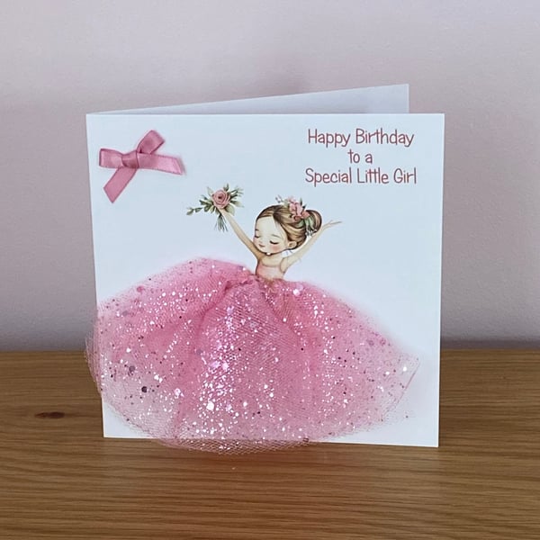 Handmade Little Girl Ballet Dancer wearing a Sparkly Tulle Tutu Skirt