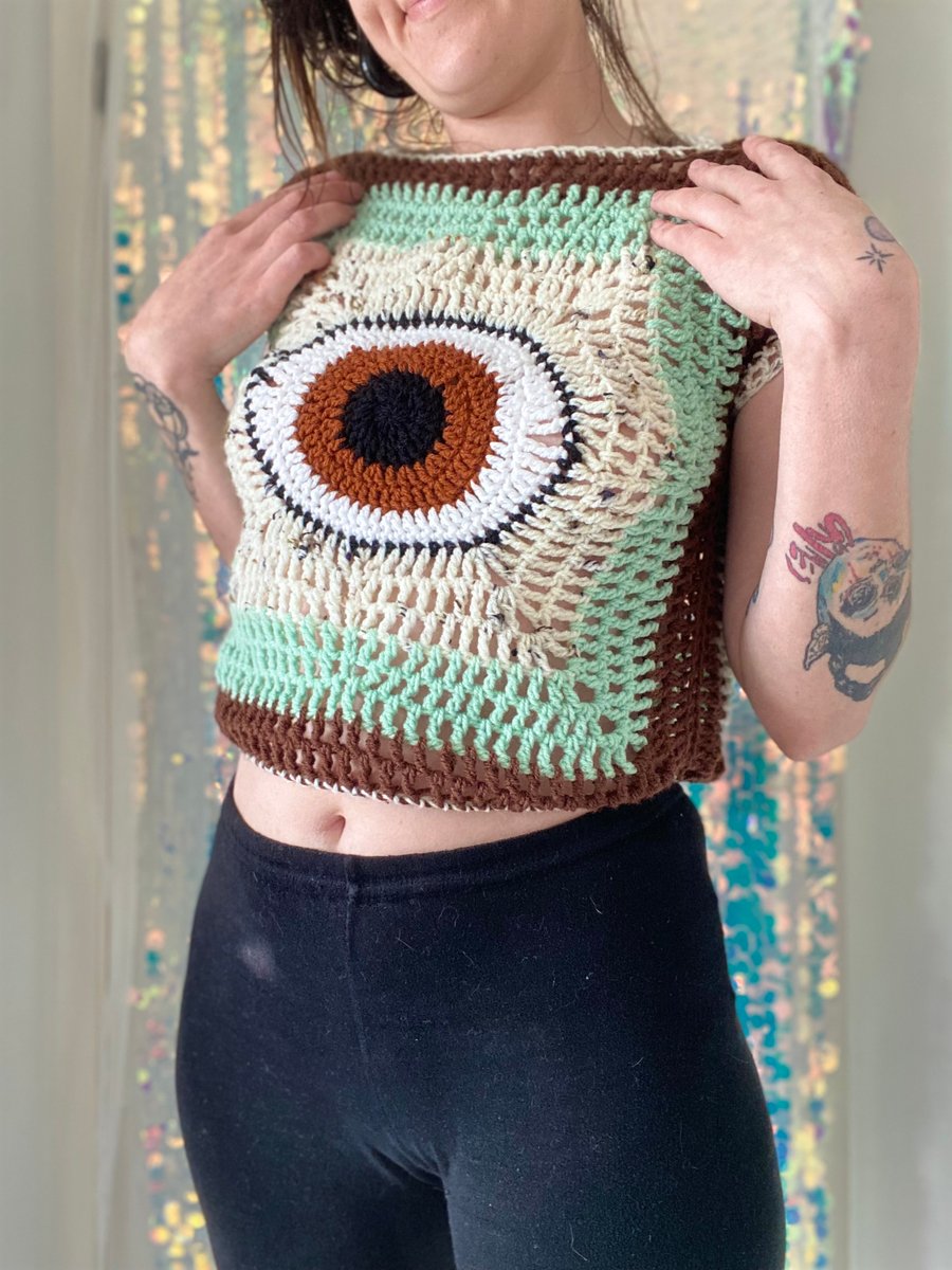 Talisman eye crochet vegan top, festival top