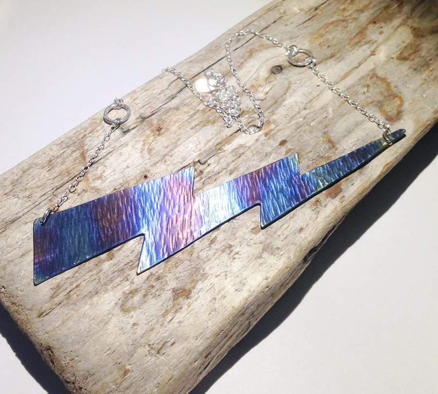 Coloured Titanium Lightning Bolt Necklace - UK Free Post