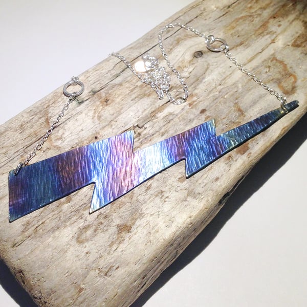 Coloured Titanium Lightning Bolt Necklace - UK Free Post