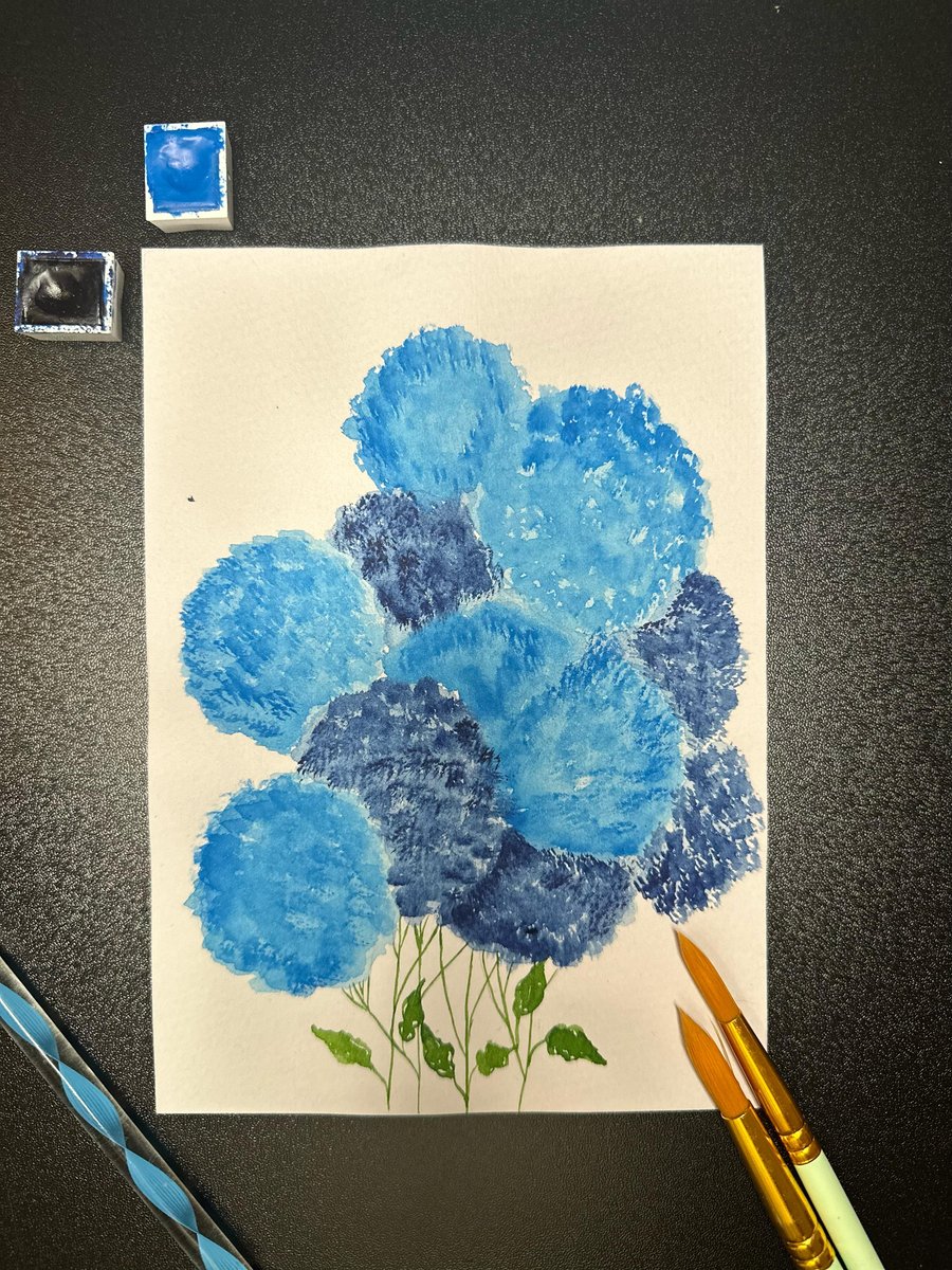 Delicacy of Hydrangeas, Original watercolour
