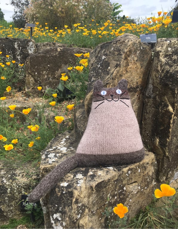 Siamese cat doll hand knitted from acrylic yarn 