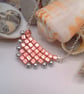 Hand Sewn Metallic Pink and Silver Beaded Pyramid Necklace, Gift for Her - Image 1