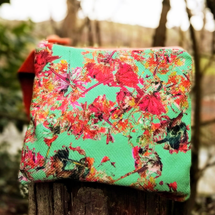 Green Floral Pouch