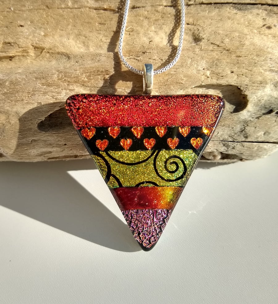 Shades of Red fused glass pendant