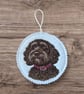 Cockapoo Embroidered Hanging Keepsake, Colour design 2 Browns  - Image 4