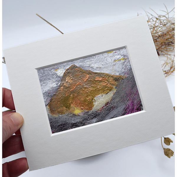 A mounted, small painting - Scottish mountain - Bennachie - collectible