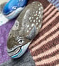 Grey whale fossils hand painted paperweight stone 